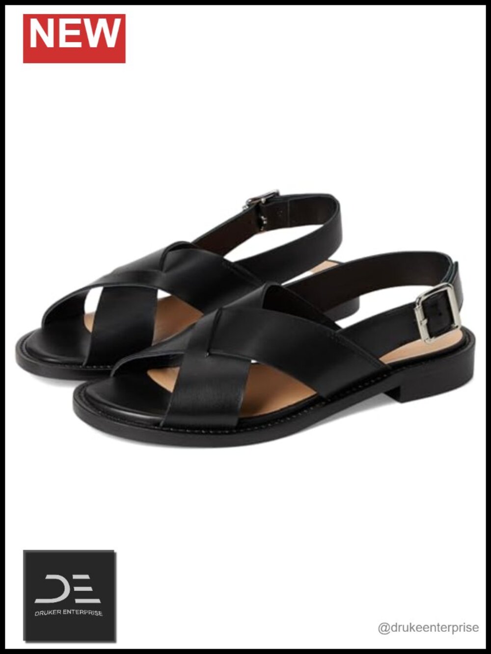 Waterproof Leather Block Heel Slingback Sandals